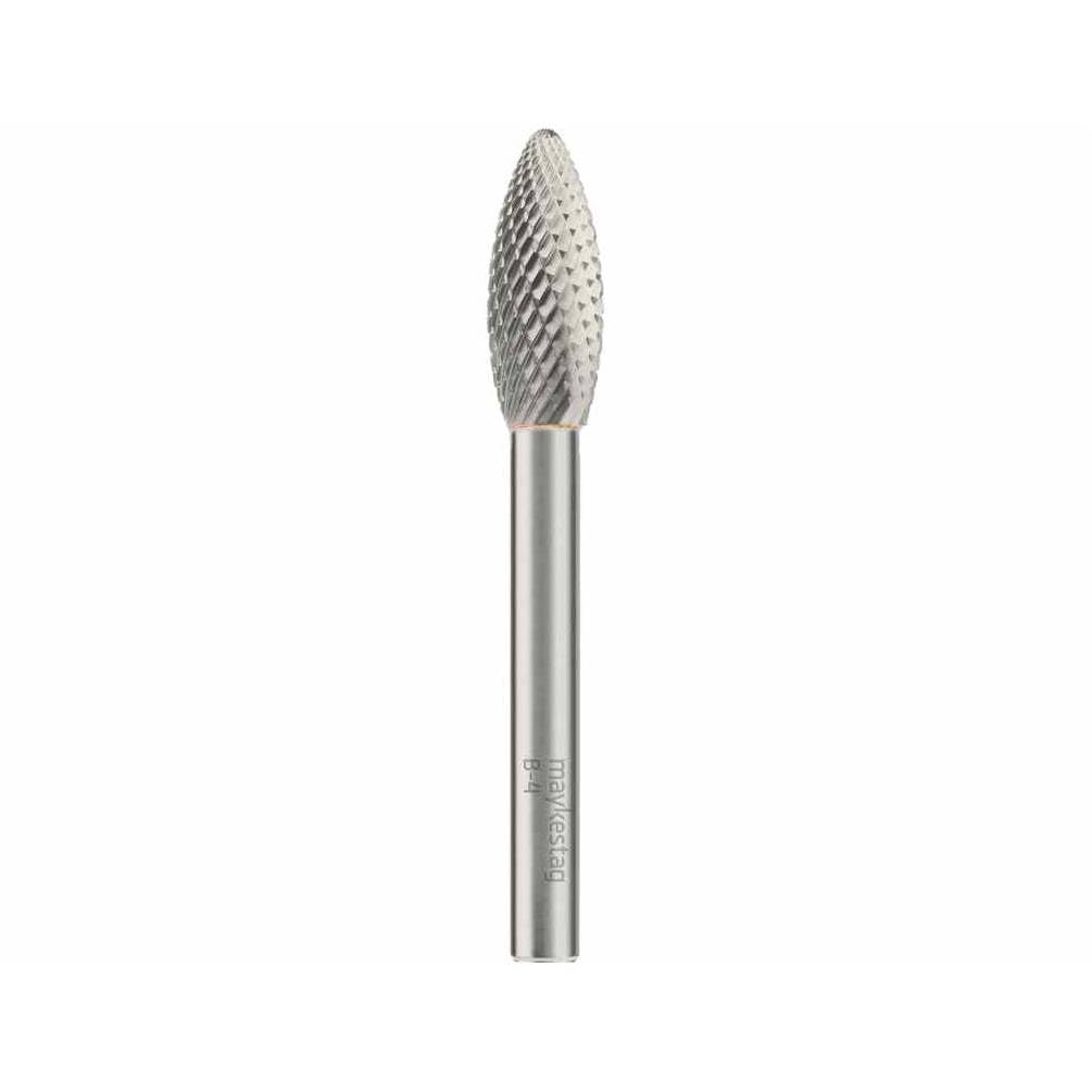 Fresa giratoria HM varilla cilíndrica con forma de llama cruzada - Diamante D. 8 x Lt. 65 x Lu. 20 x Q 6 mm. Diamwood