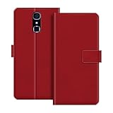 ESACMOT Leder-Wallet-Hülle Kompatibel mit Cubot X18 Klapphülle mit Kartenfach & Ständer, Magnetverschluss, Stoßfeste Folio-Hülle im bunten Stil (Rot)