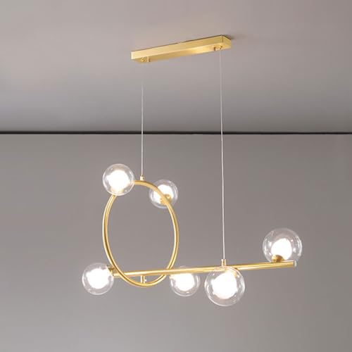 Chandelier or et verre au design suspendu d'exception pour salle à manger