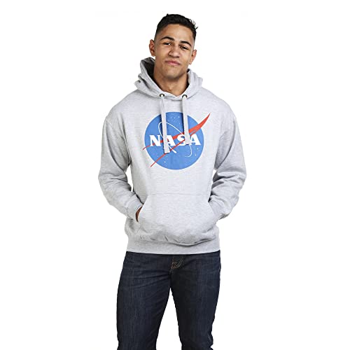 Popfunk NASA Circle Logo Mens Hoodie with Front and Back Print (X-Large) Sports Grey