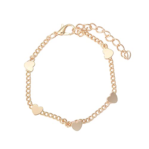 Bracelet for Women Fashion Five Pointed Star Peach Heart Bracelet Five Bracelets Korean Version Of The Small Fresh Lady Star (Gold, One Size)