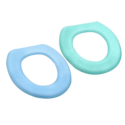 PRETYZOOM 2pcs Green Toilet Seat Pads Washable Soft Comfortable O-Shaped Design for Home Bathroom