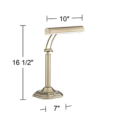 360 Lighting Grady Traditional Piano Banker Desk Table Lamp 18" High Led Brass Gold Metal Adjustable Arm Decor For Living Room Bedroom House Bedside Nightstand Home Office Reading Family #TOP3