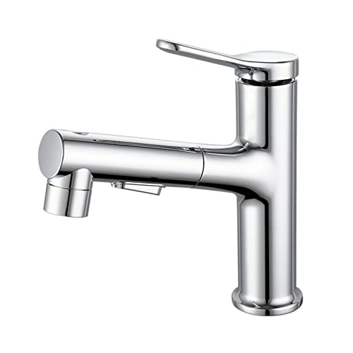 Mischbatterie Waschbecken,Wasserhahn Bad Mit Ausziehbar Brause Zum Haarewaschen,Waschtischarmatur Ausziehbar Aus Messing,Badarmatur Einhebelmischer Mit 3 Wasserstrahlarten,Waschbecken Armaturen,Chrome