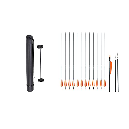 SAS Adjustable Archery Arrow Case Carrier with Strap (Tube + Insert + 12 x Carbon Arrows)