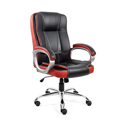 Image of activa Ergonomic Office Chair | Leatherette Seating Chair with Adjustable Height | 3-Year Warranty | 360 Revovling seat| Comfortable Padded Seating /Suitable for Office /Study (Venture, Black & Red)