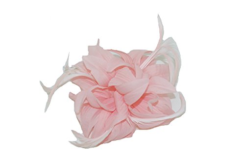 GIZZY® Ladies Pale Pink Petals and Feathers Fascinator on Hair Clip & Brooch Pin., One Size