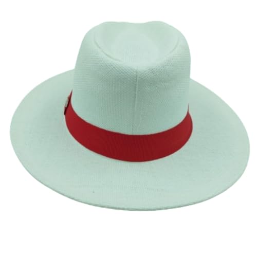 Chapéu Panamá de Abas Largas com Fita Vermelha, Unissex