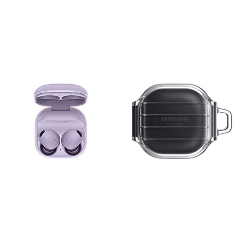 SAMSUNG Galaxy Buds 2 Pro True Wireless Bluetooth Earbuds w/Noise Cancelling, Hi-Fi Sound, Bora Purple & Galaxy Earbuds Charging Case Cover Compatible with Buds2 Pro, Buds Pro, Buds Live, Clear