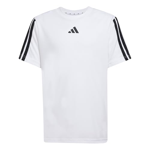 adidas Boy's Train Essentials 3-Stripes T-Shirt, White/Black, 11-12 Years