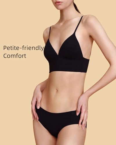 Image of Organic Cotton Low Back Bralette for Women Wireless Padded Thin Strap Backless Everyday Bra
