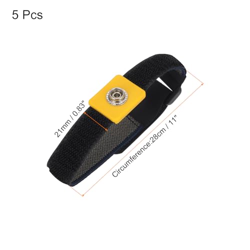 Image of MECCANIXITY 5 Pack ESD Anti Static Wrist Strap 11 inch Circumference Adjustable Antistatic Bracelet Set Wire Alligator Clip for Computer Electronics Repair