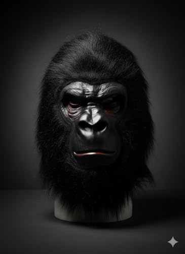 Image of PoPo Toys Animal Gorrilla Face Mask for Kids | Party Supplies for an Animal Themed Halloween /Holi | Pack of 1 (Black