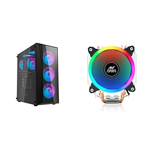 Image of Ant Esports 220 Air Mid- Tower Computer Case /Gaming Cabinet - Black & ICE-C612 with RGB CPU Cooler /Fan Support Intel LGA775, LGA1200, LGA1150, LGA1151, LGA1155, LGA1156, LGA2066, LGA2011-v3