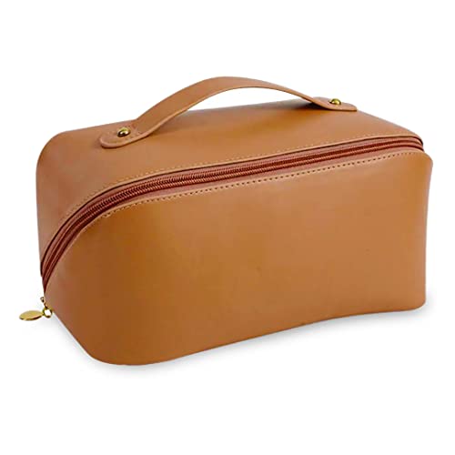 Necessaire Multiuso Para Maquiagem e Cosméticos Pincéis Viagem com Zíper e 6 Compartimentos (Marrom)