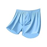Herren Slips Größe 9 - Bequeme Atmungsaktive Unterwäsche Gerader Schnitt Reine Farbe Elastischer Bund Vertiefter Schritt für Den Täglichen Gebrauch Zuhause Outdoor Wandern Freizeithose (Sky Blue XL)