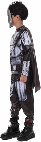 Costume mandalorien pour enfant - Costume d'alien avec demi-casque - Cape pour Halloween, cosplay, fête, déguisement (S)