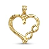 Gold Infinity Heart Charm - 10 Karat Solid Gold - Heart Pendant Charm (Small)