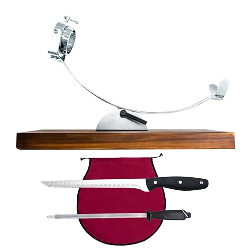 Nerthus FIH 1220 set jamonero basculante cabezal giratorio cuchillo jamonero afilador y funda jamón burdeos para cortar jamón