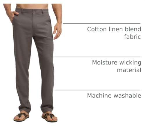 Image of Willit Men's Linen Pants Casual Linen Dress Pants Beach Summer Lightweight Trousers 28 inch 30 inch 32 inch