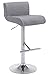 CLP Stołek barowy CALIFORNIA z obiciem materiałowym, obrotowy taboret bistro z oparciem, regulowana wysokość z podstawą w kształcie trąbki i podnóżkiem, dostępny w różnych kolorach, jasnoszary