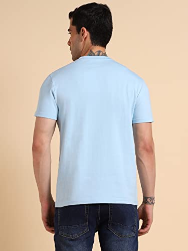 Image of Dennis Lingo Men's Cotton Slim Fit Solid Round Neck T-Shirt