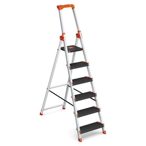 SONGMICS 6-Step Folding Ladder with Tool Tray Cover