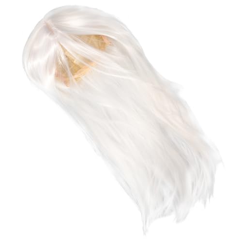 LRXIYODE Peluca Larga para Hombre Cosplay Cabello y Recto Resistente al Calor Color Blanco Puro para Disfraces Hanfu y Atuendos Tradicionales Chinos