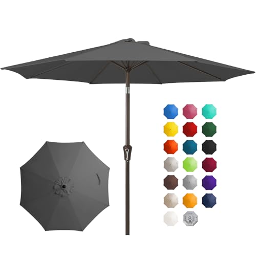 Image of JEAREY 10FT Outdoor Patio Umbrella, Market Umbrella, Gray