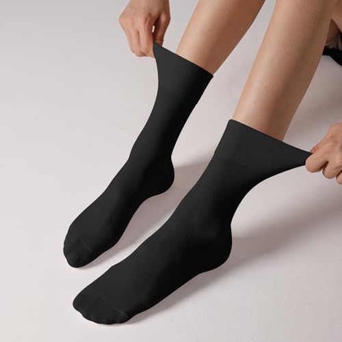 Womens Viscose Bamboo Crew Socks Casual Calf Thin Dress Socks Soft Above Ankle Sock 3-5 Pairs2