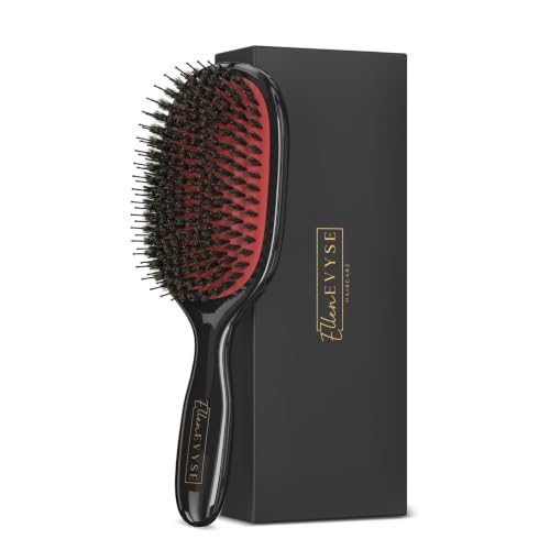 Boar Bristle Hair Brush, Soft Boar Bristles for Detangling, Enhancing Shine