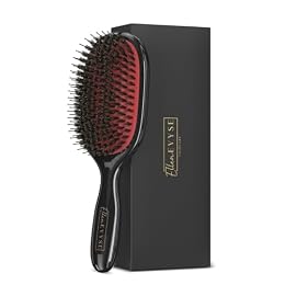 Ellen Evyse Boar Bristle Hair Brush, Nylon Pins and Soft Boar Bristles for Smoothing, Detangling, Reducing Breakage and Enhancing Shine, Hairbrush for Women,Men