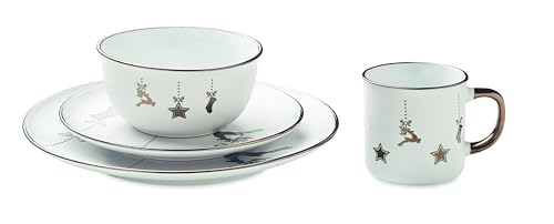 Weihnachtliches 4-teiliges Keramik-Geschirr-Set mit Teller,...