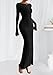 PRETTYGARDEN Women's Fall Fashion 2025 Long Sleeve Maxi Dress Ribbed Knit Boat Neck Bodycon Casual Dresses Going Out Outfits (Black,Medium)