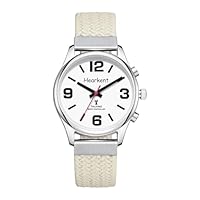 Hearkent Deutsch Sprechende Uhr Damen,Senioren Armbanduhr mit großen Zahlen, Uhren für Sehbehinderte Menschen, Blindenuhr oder Demenz Uhr (Nylon beige)
