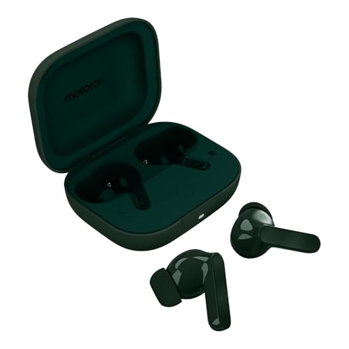 Image of Motorola Moto Buds Bass XT2443-1 Dynamic ANC, Triple Microphone Array, Bluetooth 5.3, IP54 Water & Dust Resistant, Dolby Atmos Audio - (Posy Green)