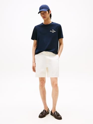 Tommy Hilfiger Herren T-Shirt Kurzarm Outline Script Tee Regular Fit, Blau (Desert Sky), L – Ansicht 3