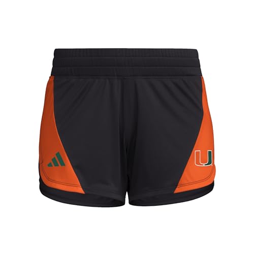 adidas Women's D4T Woven University of Miami Training Shorts, Black/Collegiate Orange/Dark Green/University of Miami, Medium/3" Inseam