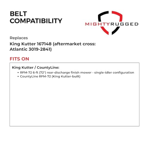 Image of MightyRugged 167148 Belt for King Kutter RFM-72 6 ft Finish Mower