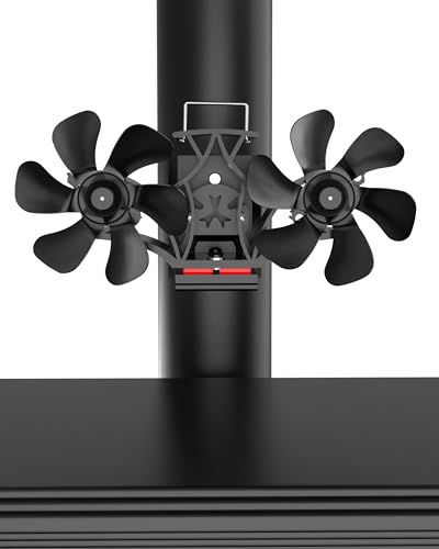 TITECK Ofenventilator Magnetisch, Kaminventilator Ohne Strom, Leiser Kamin Ventilator für Kaminofen/Kamin/Ofen/Holz/Ofenrohr Doppelköpfig