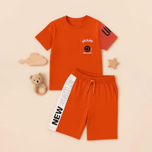 Image of Kidbea Kids Cotton T-Shirt and Shorts Set | Soft Breathable Co-Ord Outfit for Boys | Trendy & Stylish Summer Wear | Boys Clothing Set