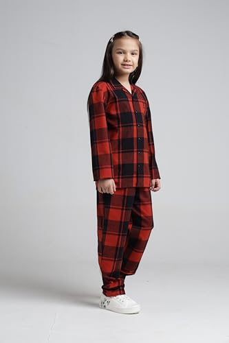 Image of Under Fourteen Boys Cotton Night Suit Set | Soft Breathable 2Pcs Sleepwear /Nightwear /Sleepsuit /Loungewear Co-Ord | Checks Top & Pyjama | Elastic Waist & Pockets | Multicolor Pajama Party & Gifting Set