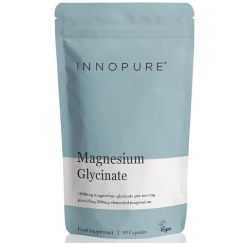 INNOPURE Magnesium Glycinate (Bisglycinate) 200mg Elemental per Serving Gentle & Bioavailable 90 Vegan Capsules Made in the UK