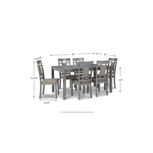 Image of Signature Design by Ashley Jayemyer Dining Table Set for 6 with Chairs, 7-Piece Configuration, Wood Construction with Cushioned Seats for Mid-Sized Kitchen and Dining Room Spaces, Charcoal Gray