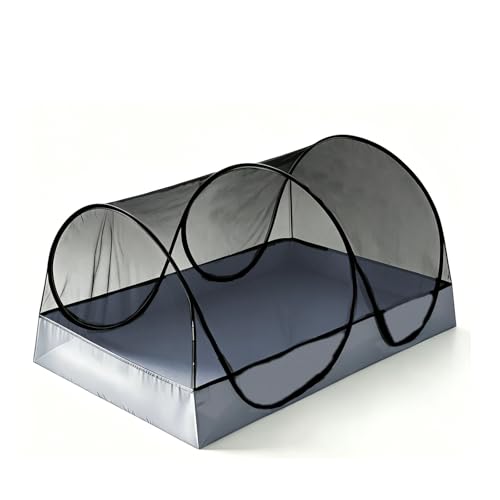 Image of CMINGJ Portable Mosquito Net Foldable Pop-Up Travel Mosquito Net for Bed Free Installation-Suitable for Baby Adults Bedroom, Camping, nap, Patio with Bottom Zipper Large (Black net)