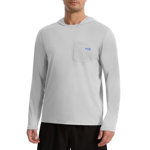Image of BASSDASH Men's UPF 50+ Fishing Hoodie Shirts with Chest Pocket Lightweight UV Sun Protection Long Sleeve Hiking Sports FS34M