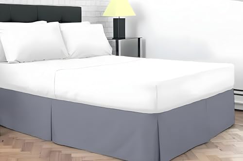 Dazzle Collection® Tour de lit plissé en polycoton uni | Simple | Double | King | Super King | (gris, simple)