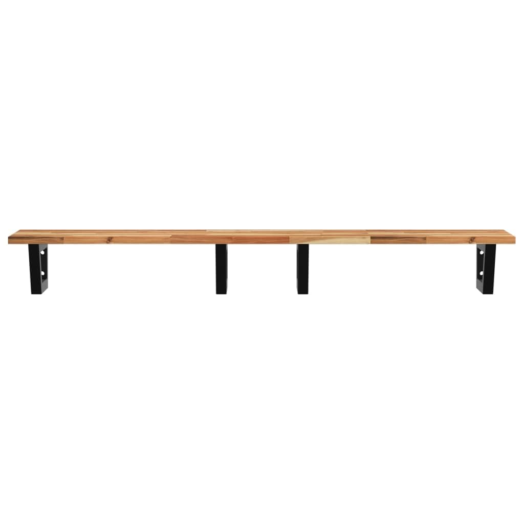 Scaffale per lavandino, montaggio a parete, in acciaio e legno di acacia, 120 x 40 cm, robusto scaffale da bagno per lavabo, salvaspazio e versatile