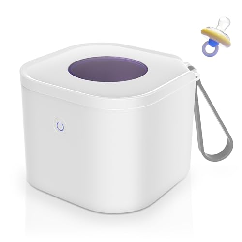 Esterilizador de biberones para bebé, 70 usos por carga, esterilizador portátil, para chupete, accesorios, 3 minutos, esterilización UV, 95 x 95 x 72 mm, USB C, compartimento interior gris