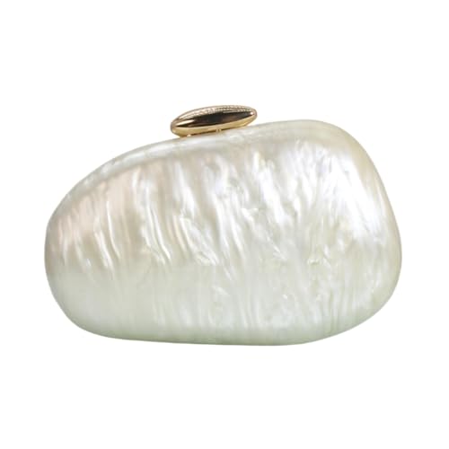 Image of Women Elegant Acrylic Stone Shape Chain Crossbody Bag Chic Marble Shell Purse Wedding Handbag for Banquet Party